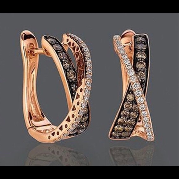 Leopard Rhinestone Rose Gold Hoop Earrings - Picture 8 of 10